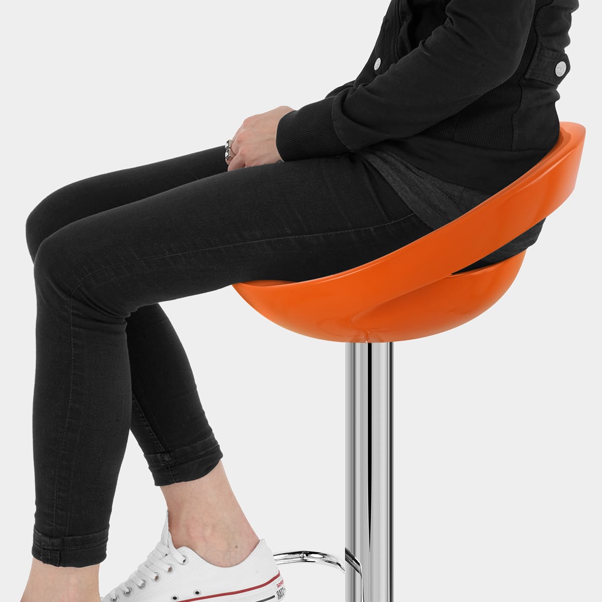 Crescent Bar Stool Orange Seat Image