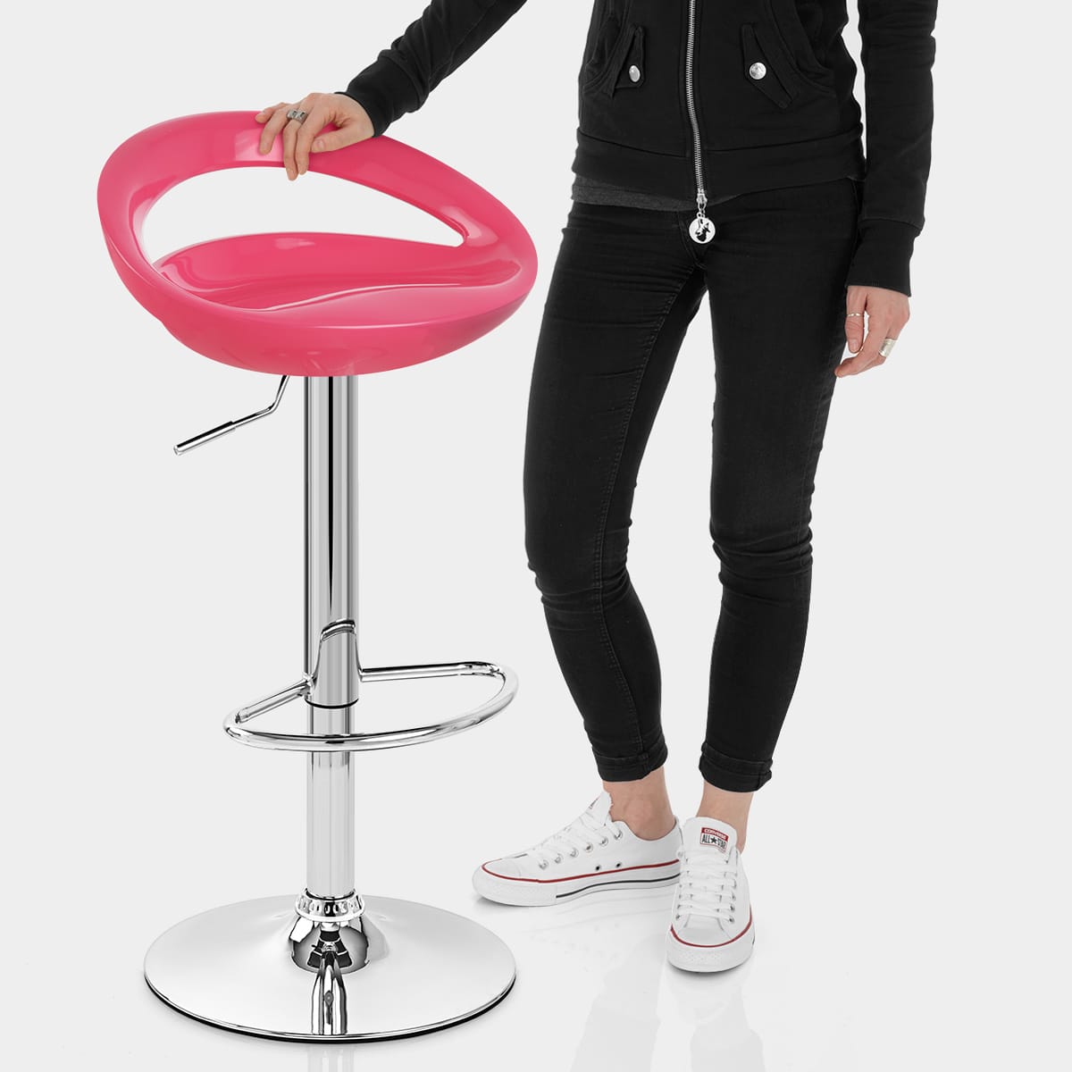 Crescent Bar Stool Pink Features Image