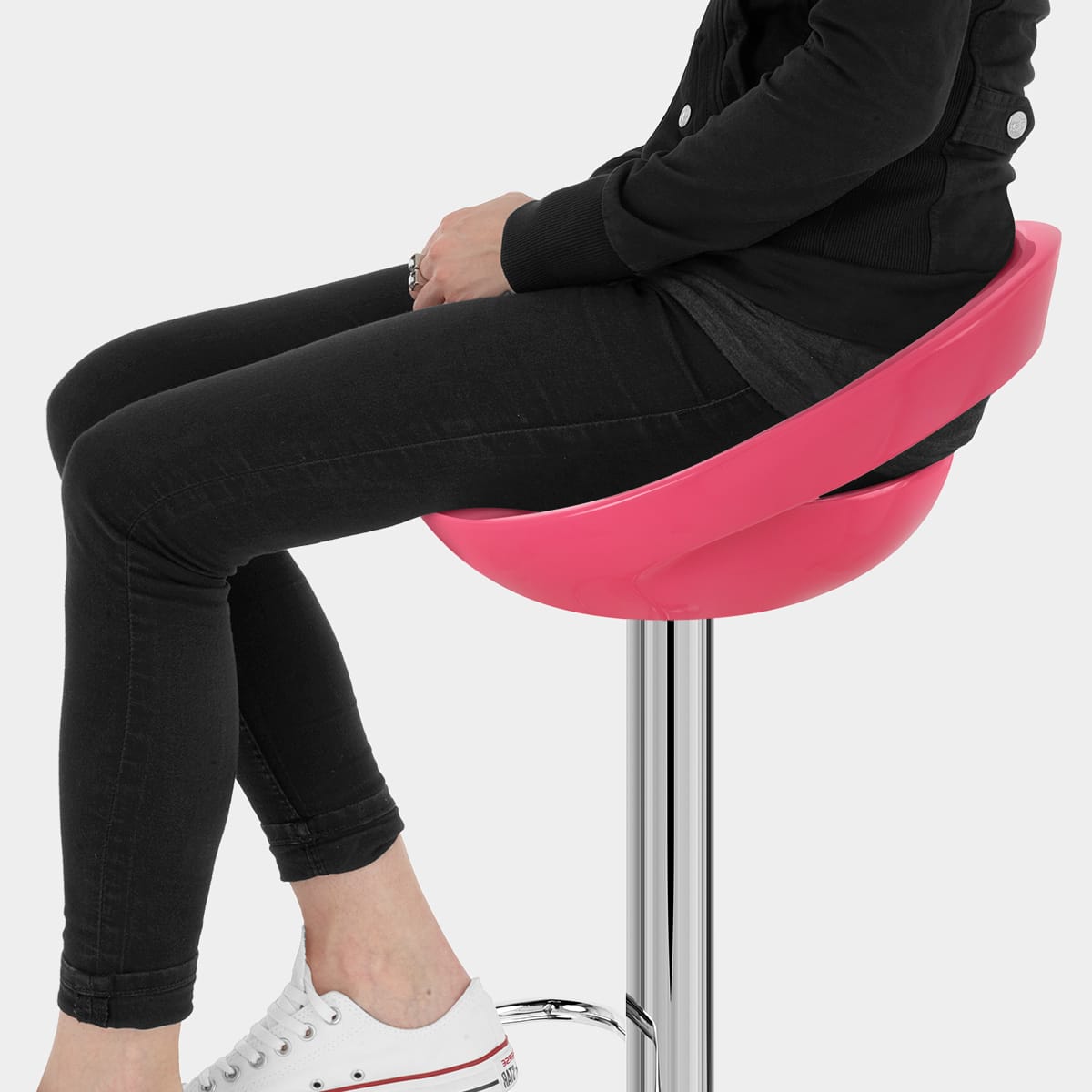 Crescent Bar Stool Pink Seat Image