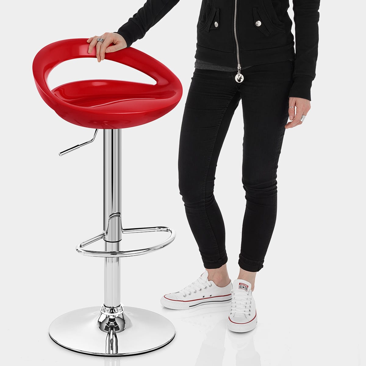 Crescent Bar Stool Red Features Image