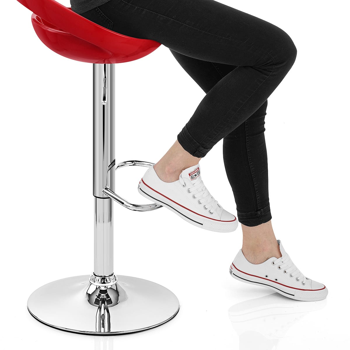 Crescent Bar Stool Red Frame Image