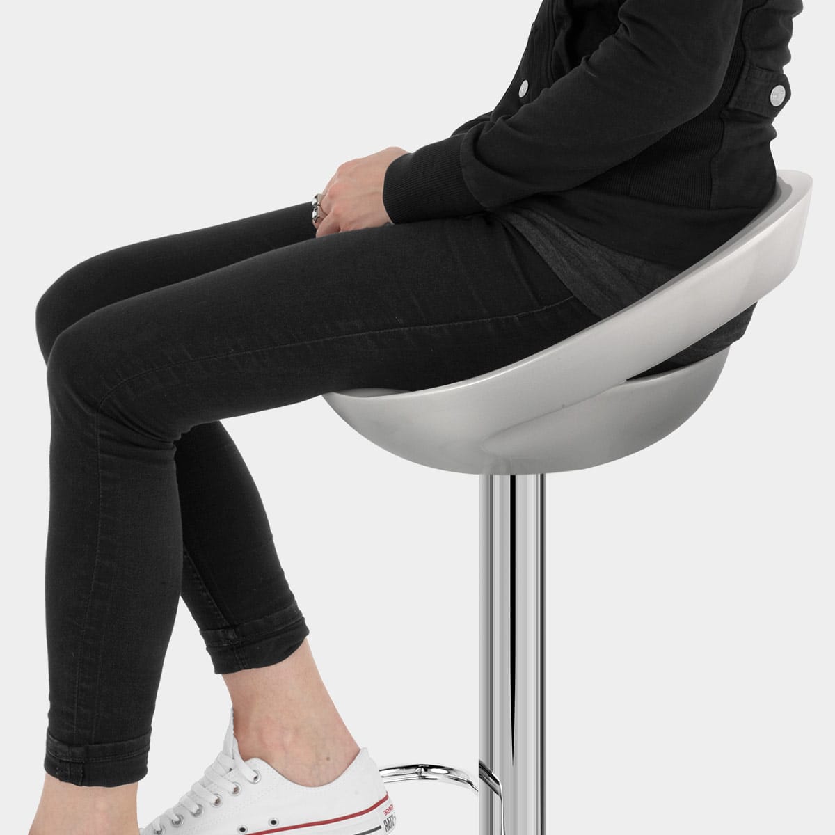 Crescent Bar Stool Silver Seat Image