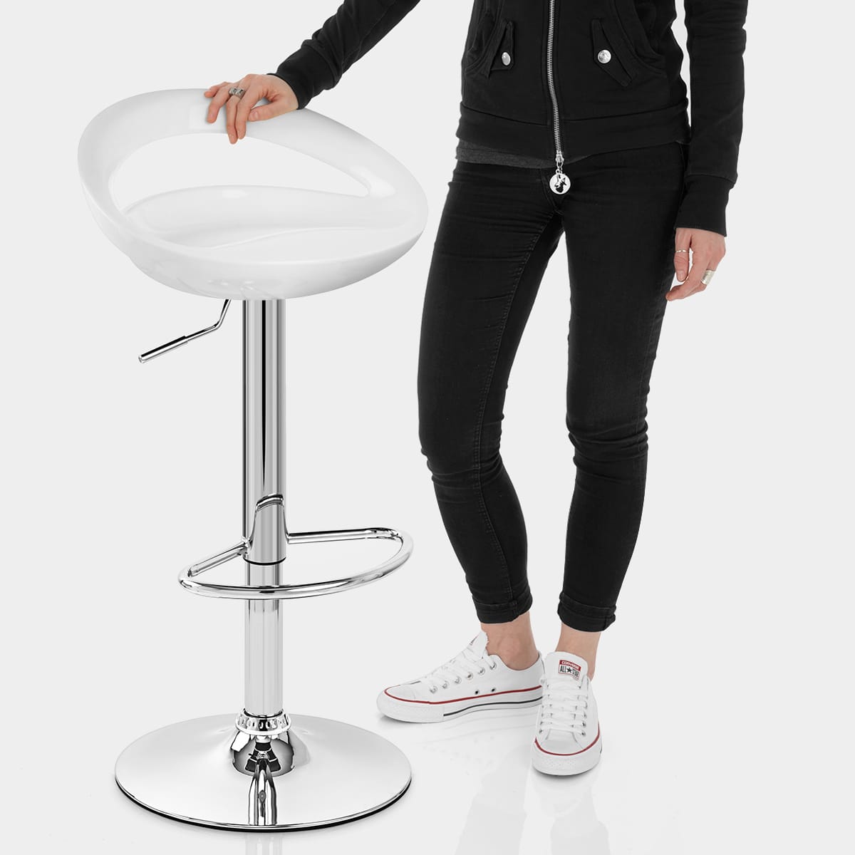 Crescent Bar Stool White Features Image