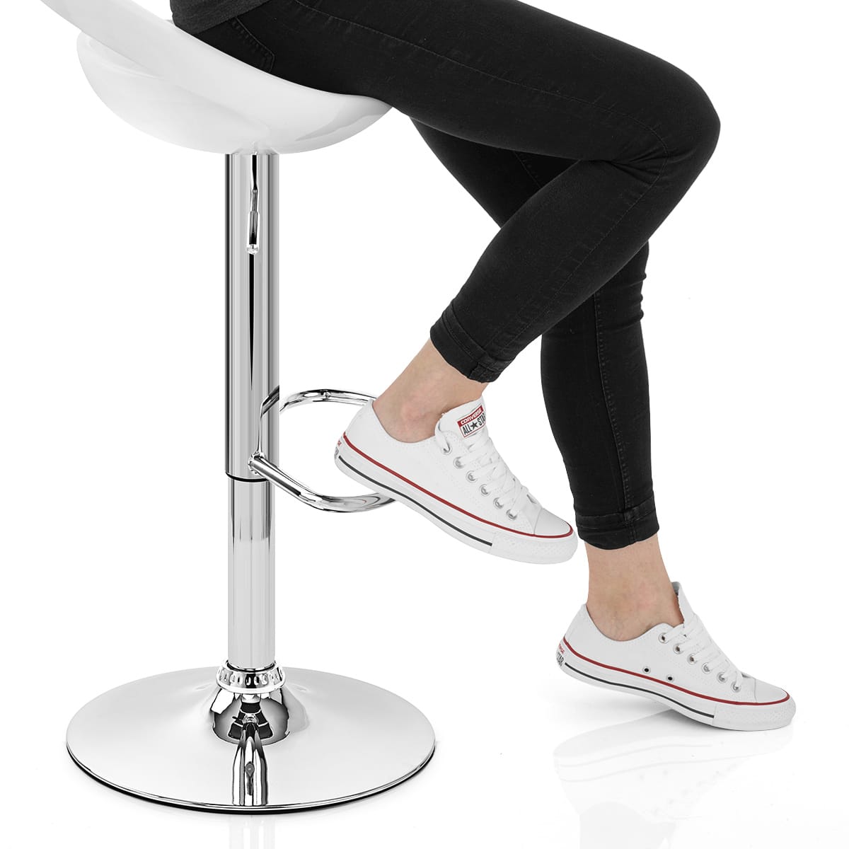 Crescent Bar Stool White Frame Image