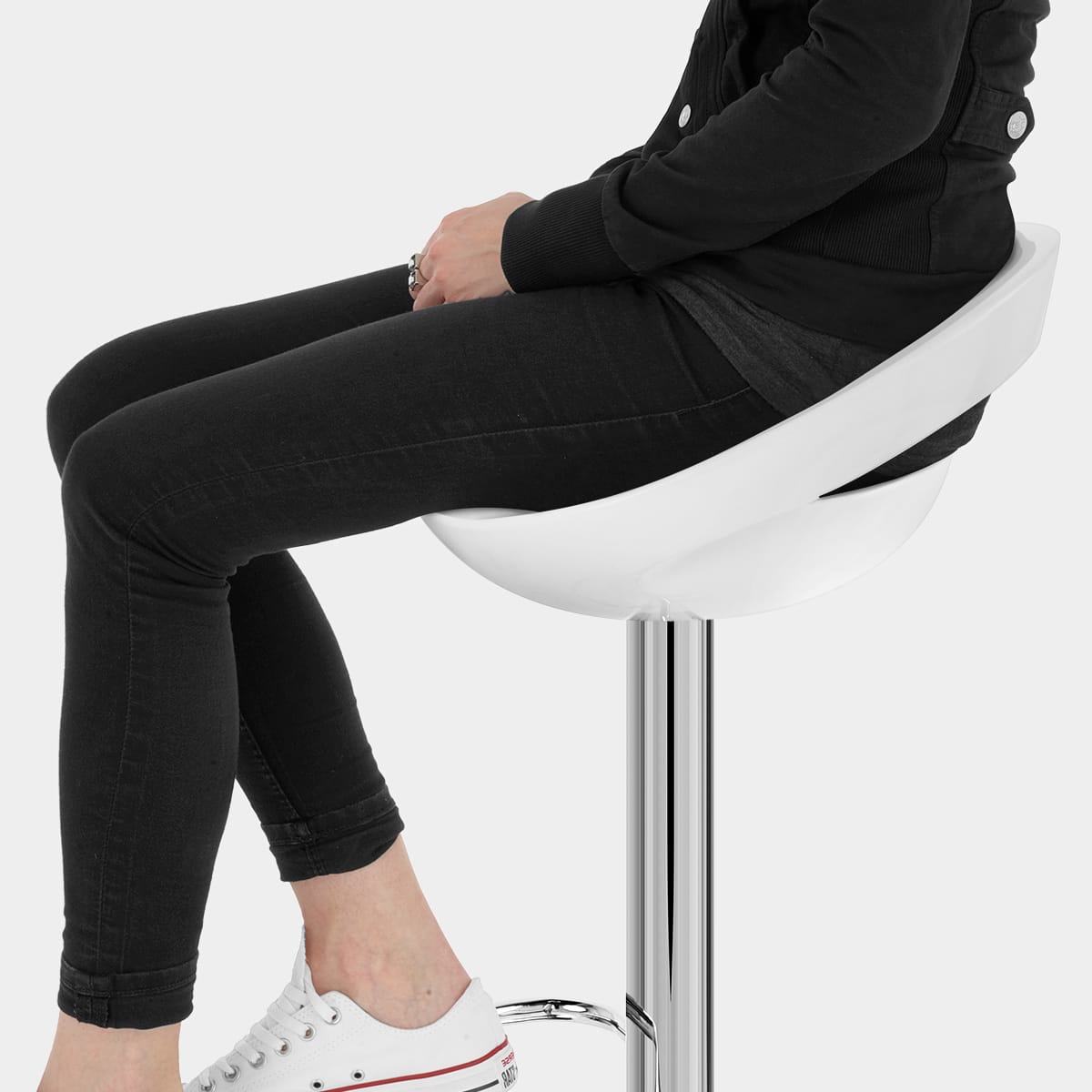 Crescent Bar Stool White Seat Image