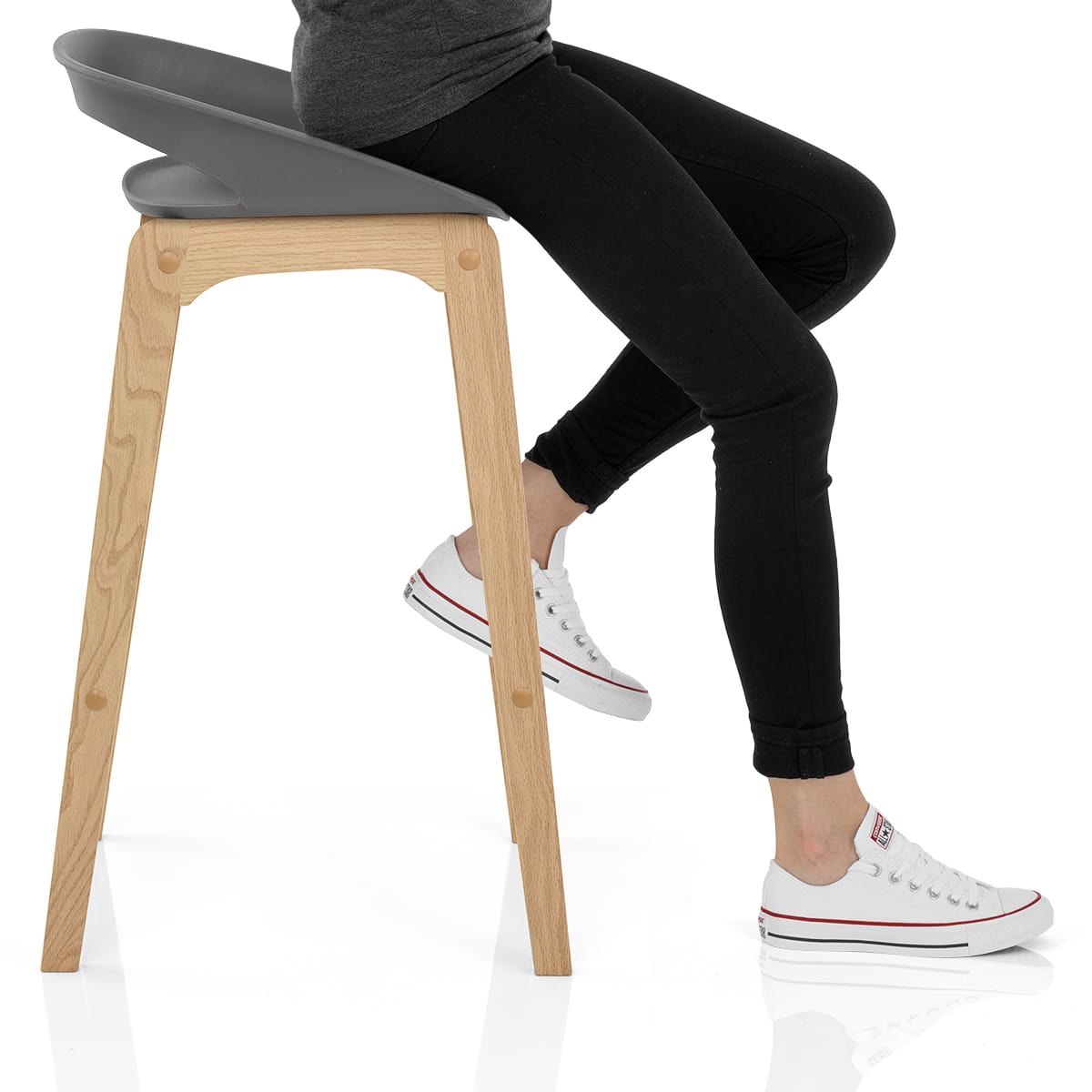 Crew Wooden Bar Stool Grey Frame Image