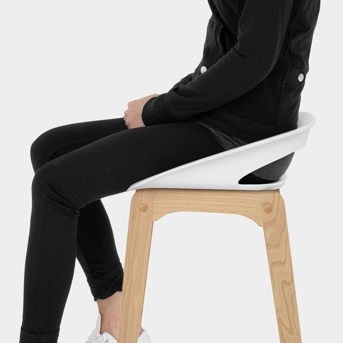 Crew Wooden Bar Stool White Seat Image