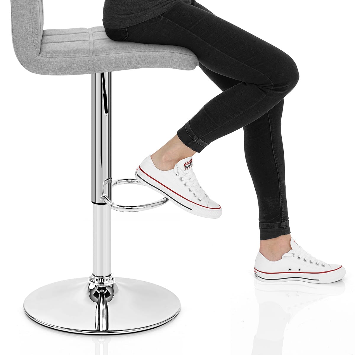 Criss Cross Bar Stool Grey Fabric Frame Image