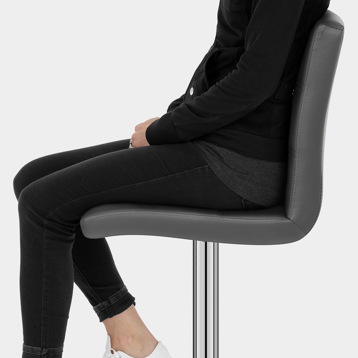 Criss Cross Bar Stool Grey Seat Image