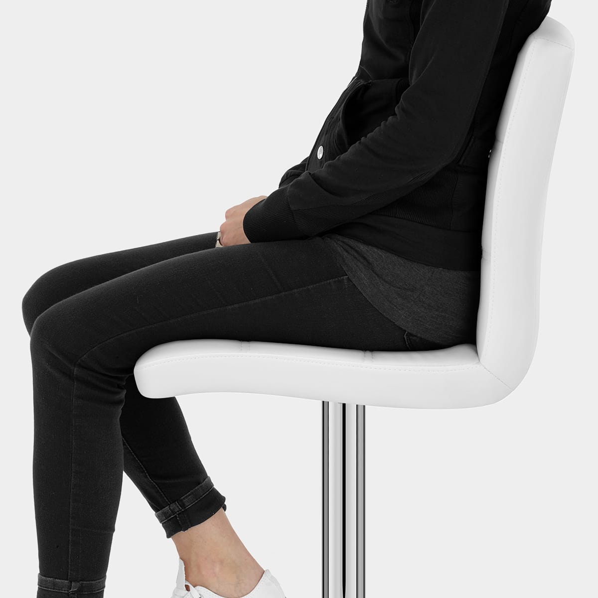 Criss Cross Bar Stool White Seat Image