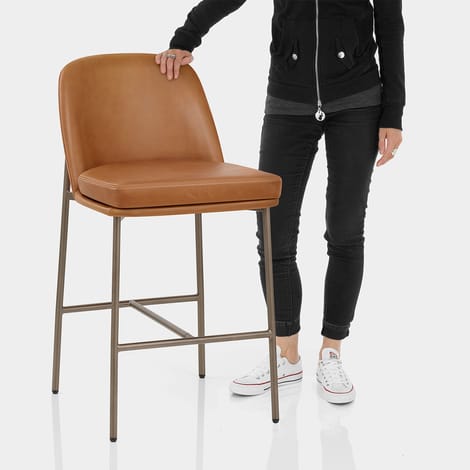 Cruz Real Leather Stool Antique Brown Features Image