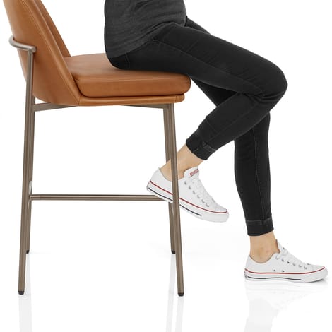 Cruz Real Leather Stool Antique Brown Frame Image