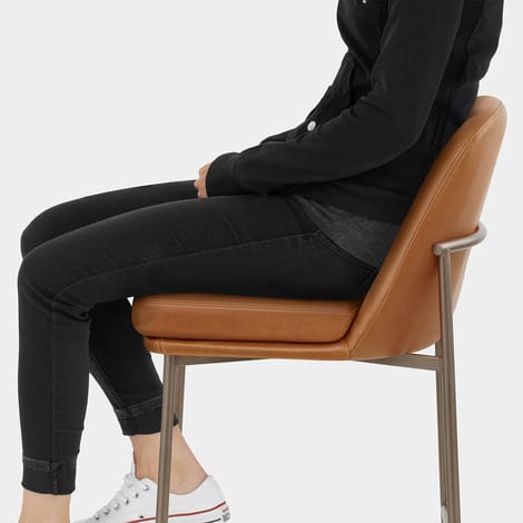 Cruz Real Leather Stool Antique Brown Seat Image