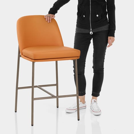 Cruz Real Leather Stool Orange Features Image