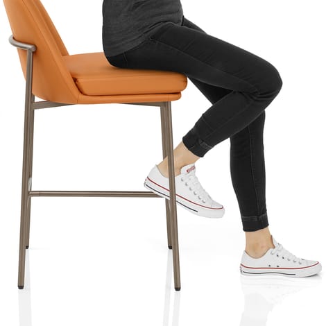 Cruz Real Leather Stool Orange Frame Image