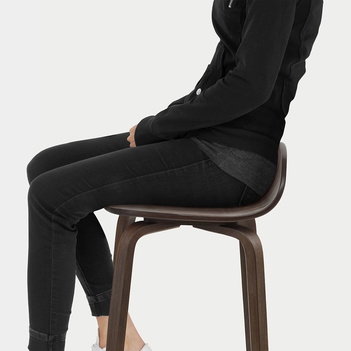 Curve Bar Stool Antique Walnut Seat Image