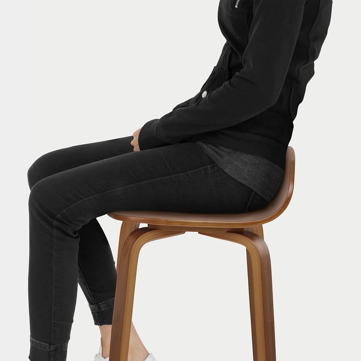 Curve Bar Stool Polished Walnut Seat Image