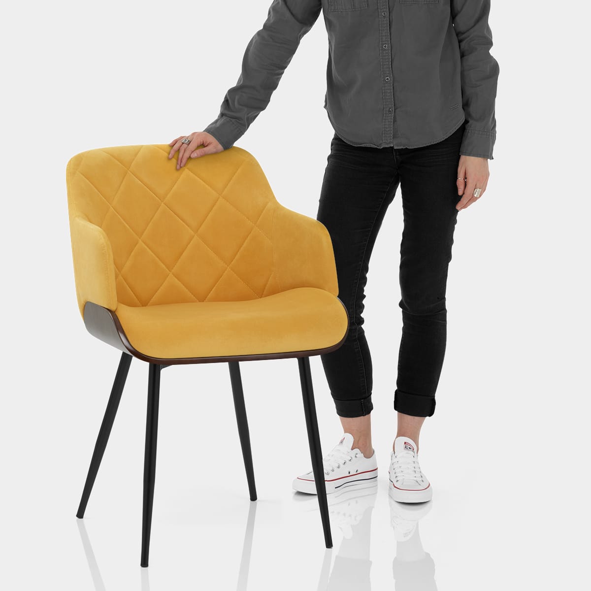 Dakota Dining Chair Mustard Velvet Features Image