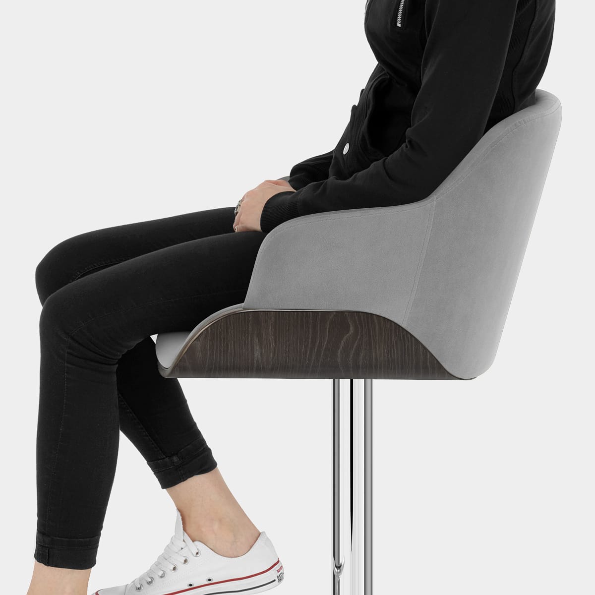 Dakota Bar Stool Grey Velvet Seat Image