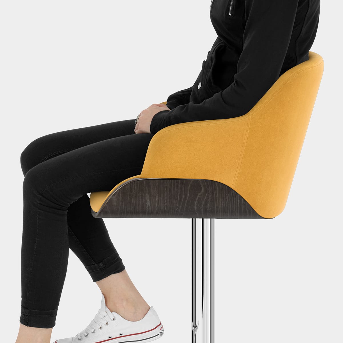 Dakota Bar Stool Mustard Velvet Seat Image