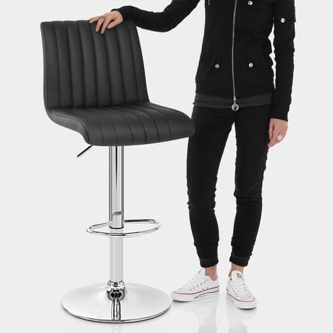 Debut Real Leather Bar Stool Black Features Image