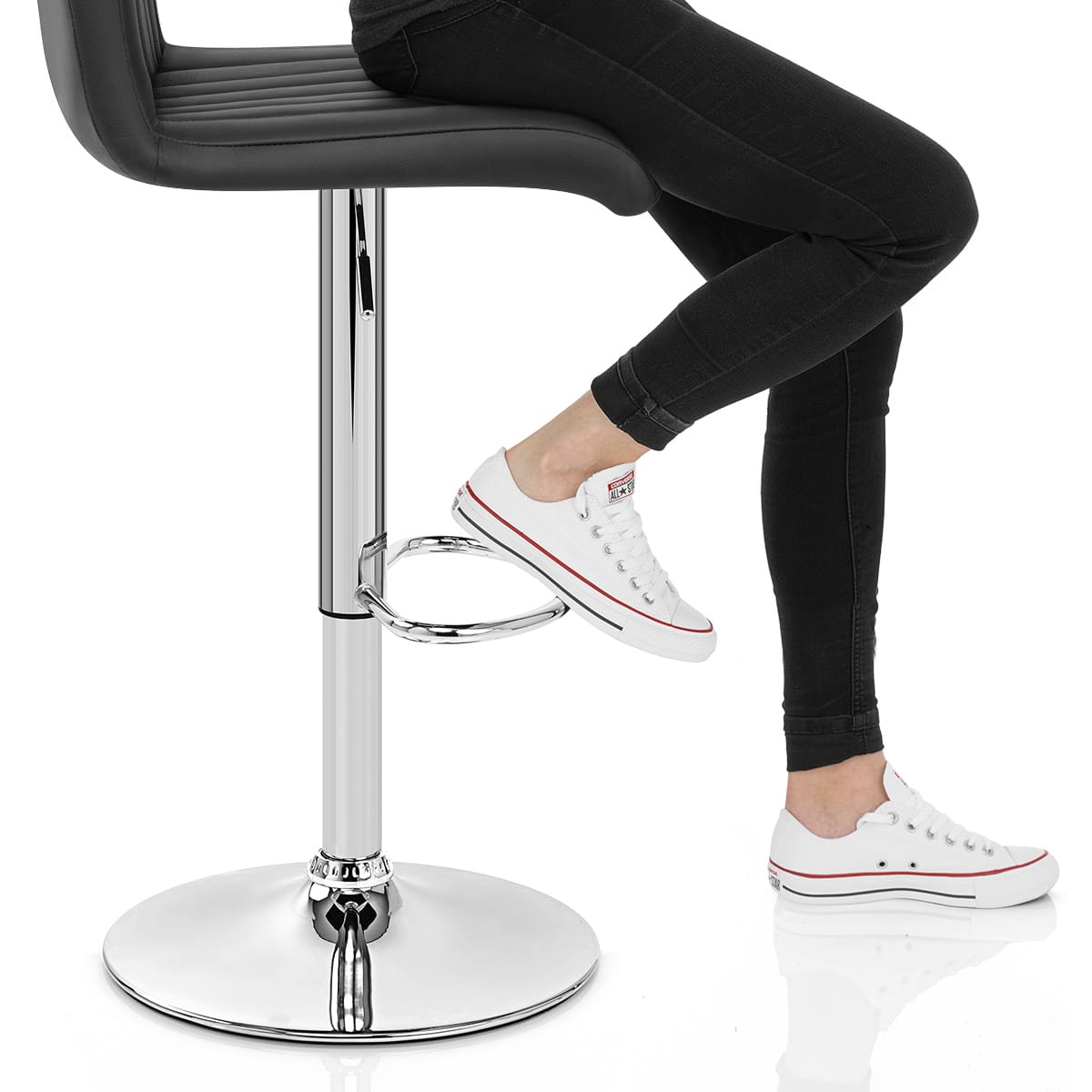 Debut Real Leather Bar Stool Black Frame Image