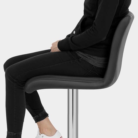 Debut Real Leather Bar Stool Black Seat Image