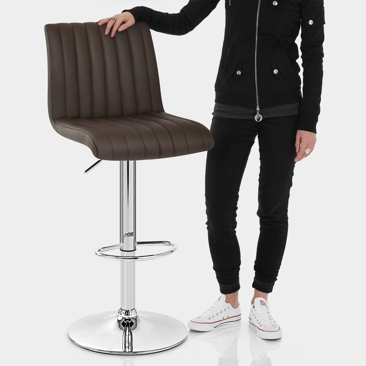 Debut Real Leather Bar Stool Brown Features Image