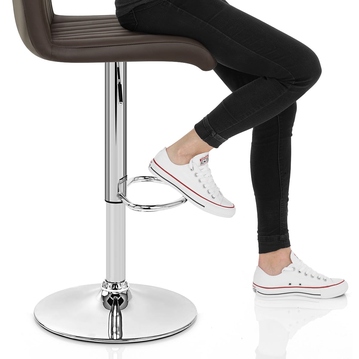 Debut Real Leather Bar Stool Brown Frame Image