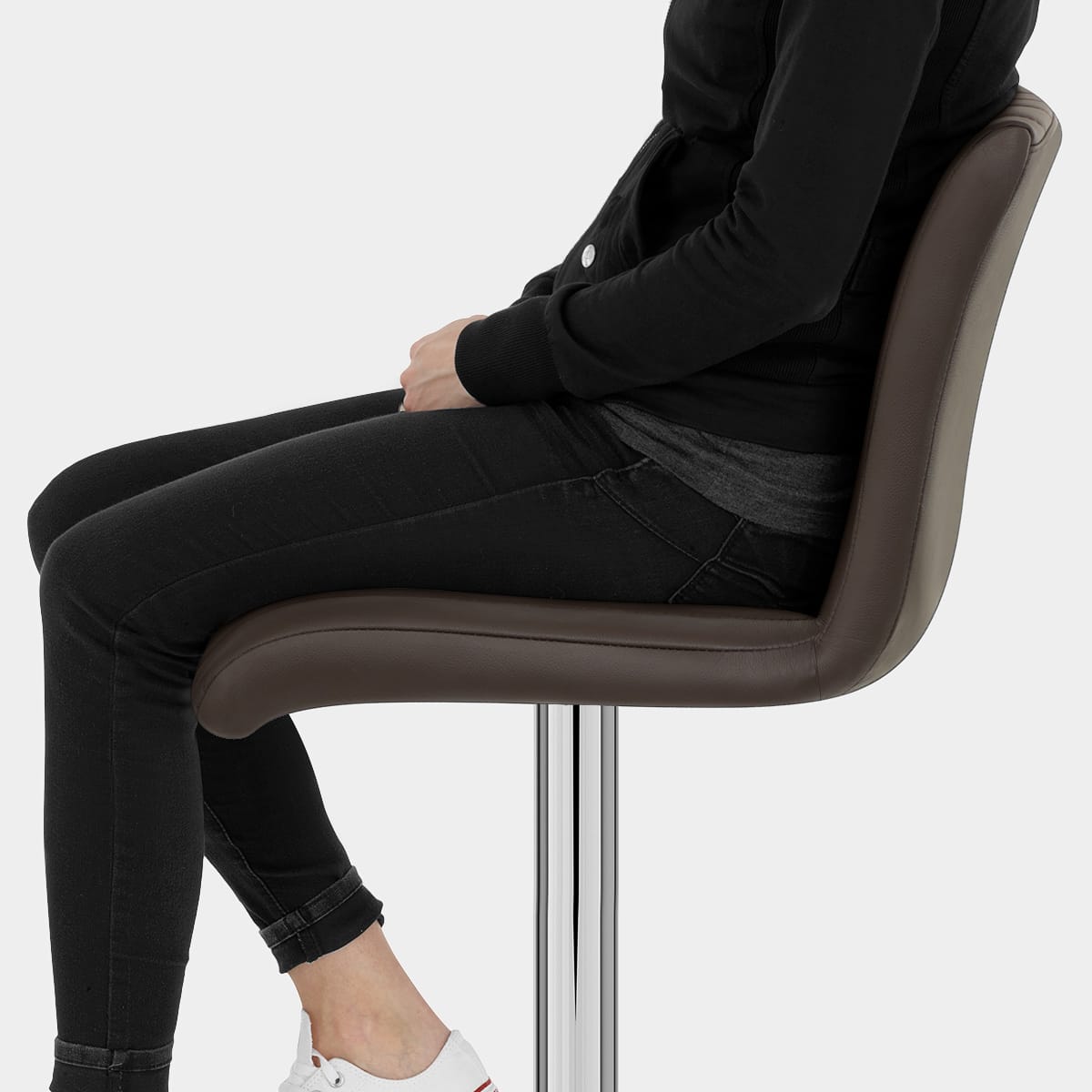 Debut Real Leather Bar Stool Brown Seat Image