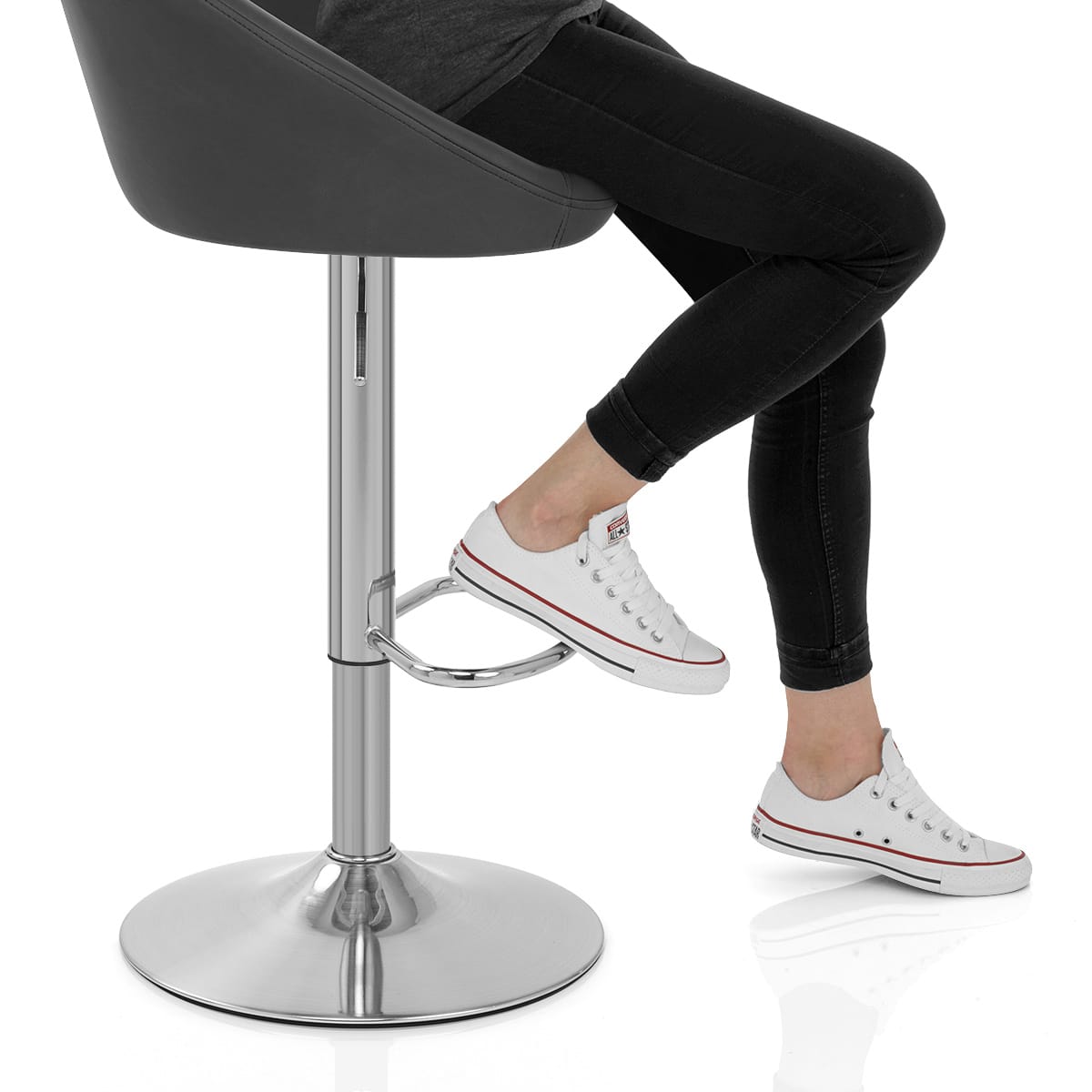 Decco Brushed Bar Stool Charcoal Frame Image