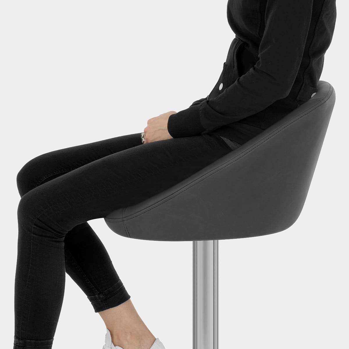 Decco Brushed Bar Stool Charcoal Seat Image