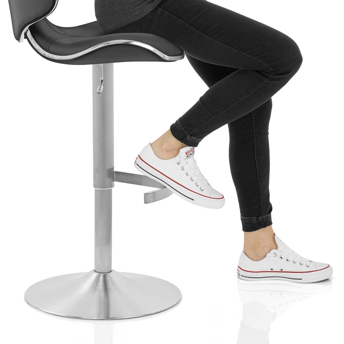 Deluxe Duo Leather Brushed Stool Black Frame Image