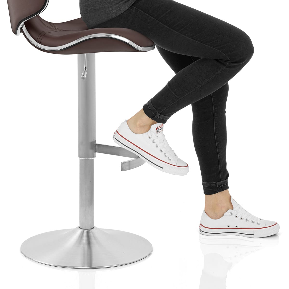 Deluxe Duo Leather Brushed Stool Brown Frame Image