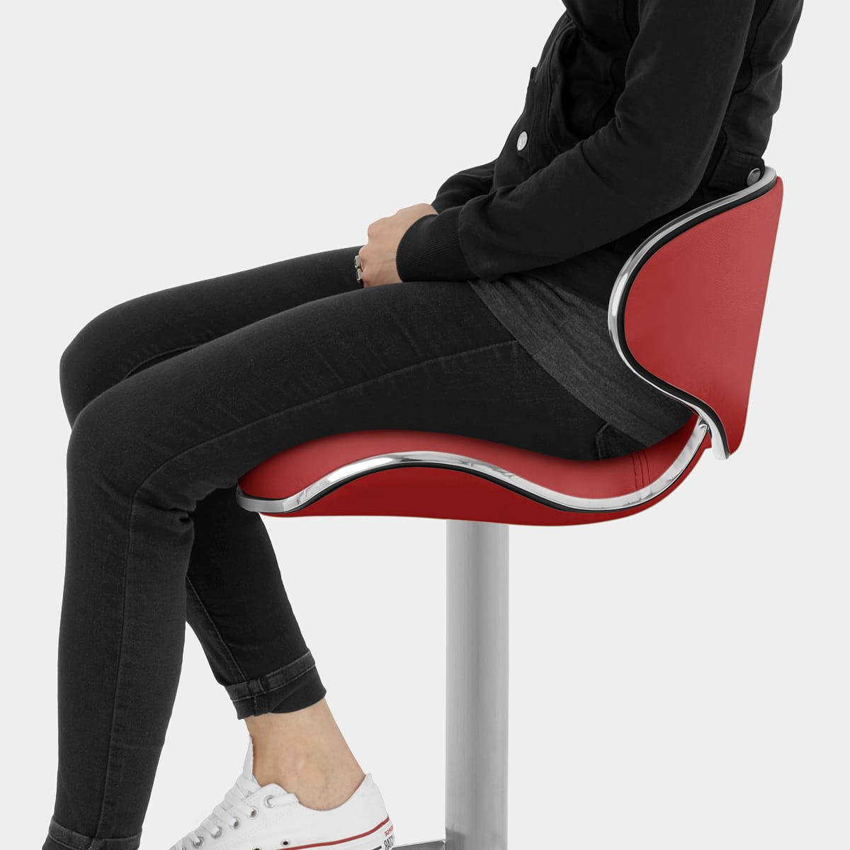 Deluxe Duo Leather Brushed Stool Red Seat Image