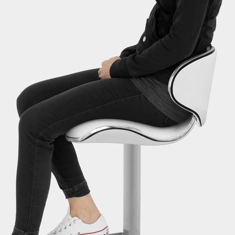 Deluxe Duo Leather Brushed Stool White Seat Image