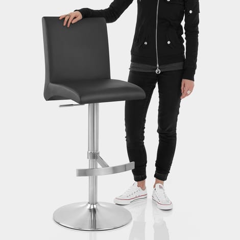 Deluxe Brushed High Back Stool Black Features Image