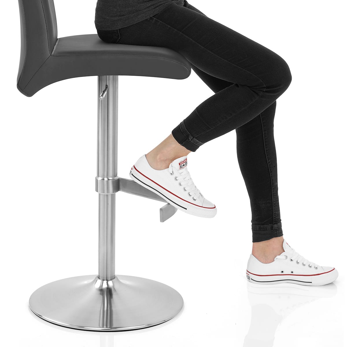 Deluxe Brushed High Back Stool Black Frame Image