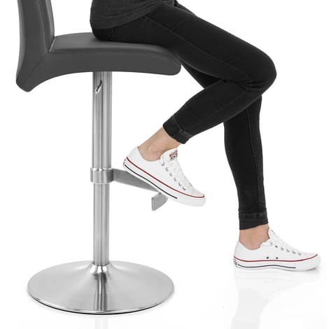 Deluxe Brushed High Back Stool Black Frame Image