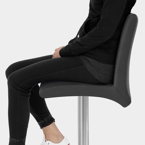 Deluxe Brushed High Back Stool Black Seat Image