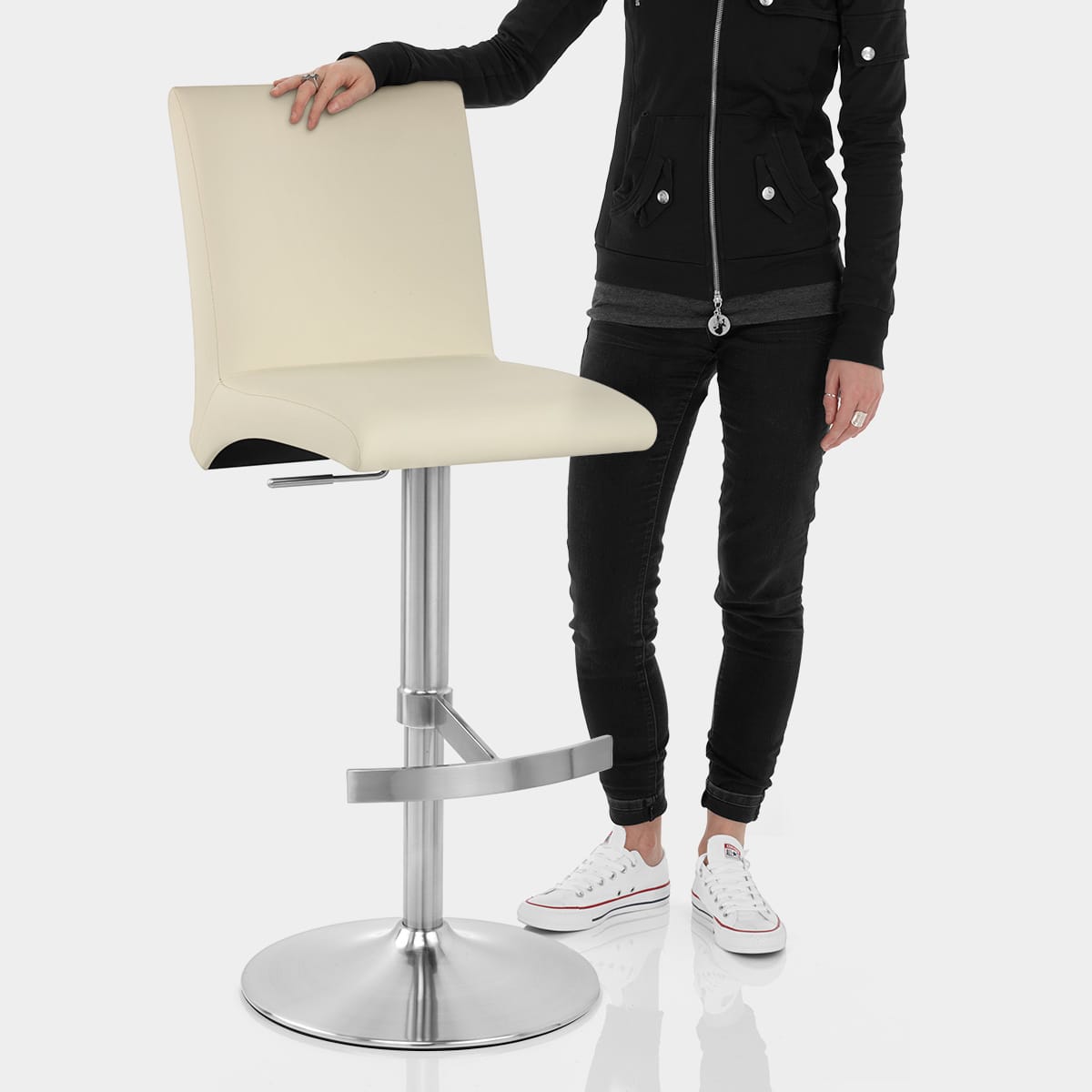 Deluxe Brushed High Back Stool Cream Features Image