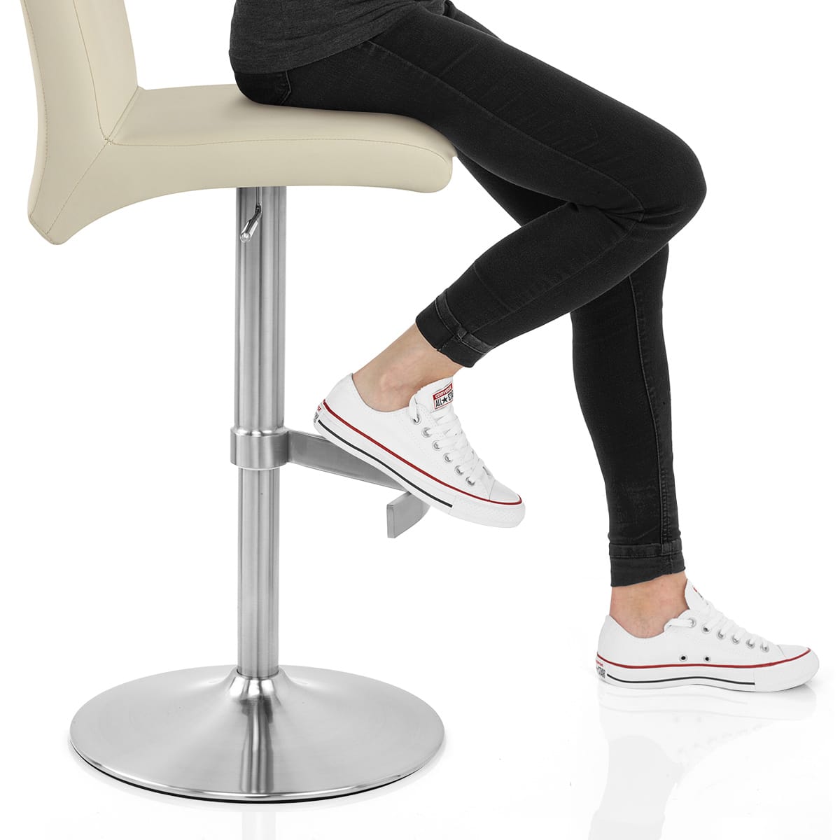 Deluxe Brushed High Back Stool Cream Frame Image