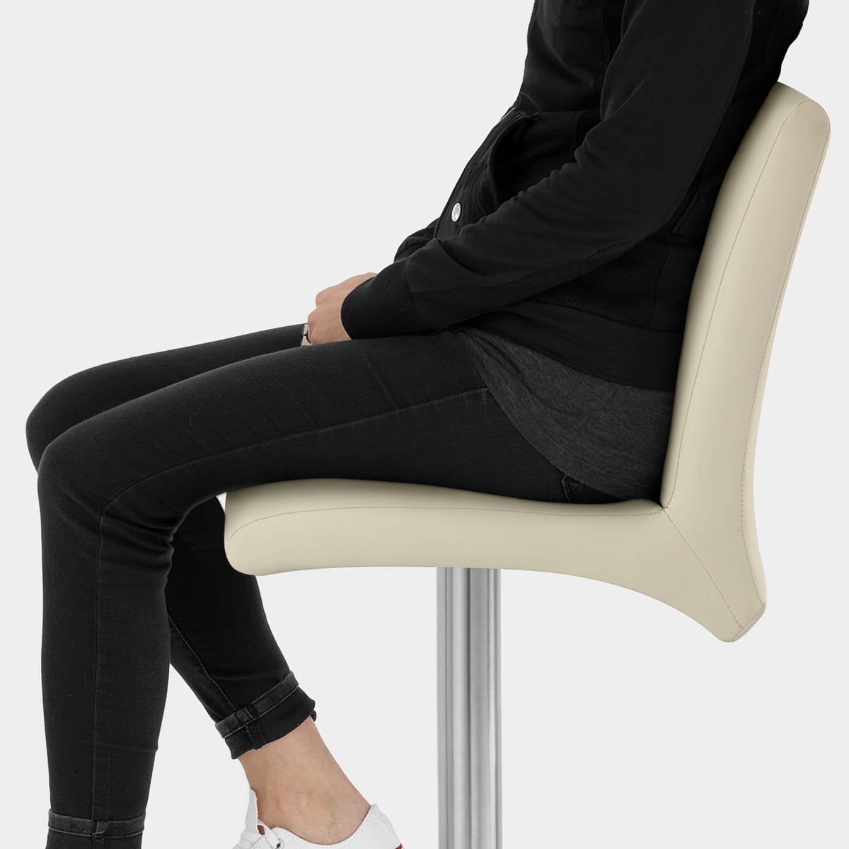 Deluxe Brushed High Back Stool Cream Seat Image