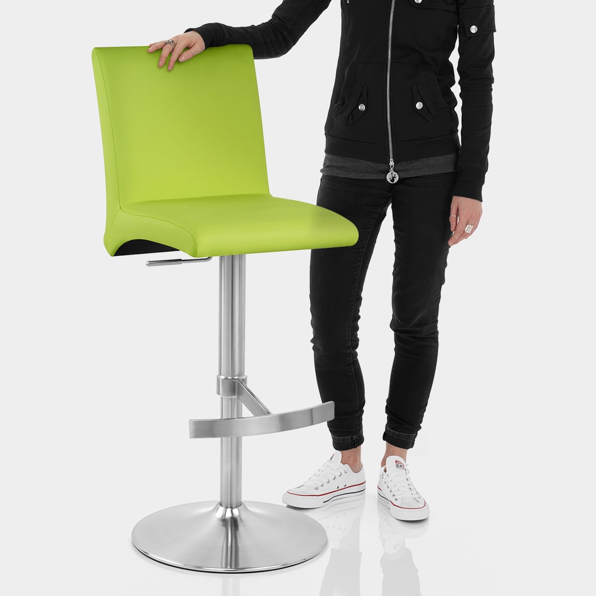 Deluxe Brushed High Back Stool Green Features Image