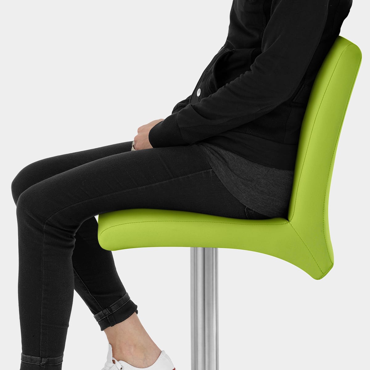 Deluxe Brushed High Back Stool Green Seat Image