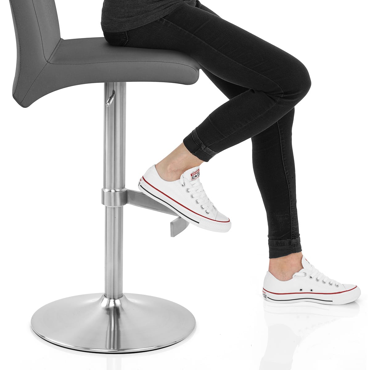 Deluxe Brushed High Back Stool Grey Frame Image