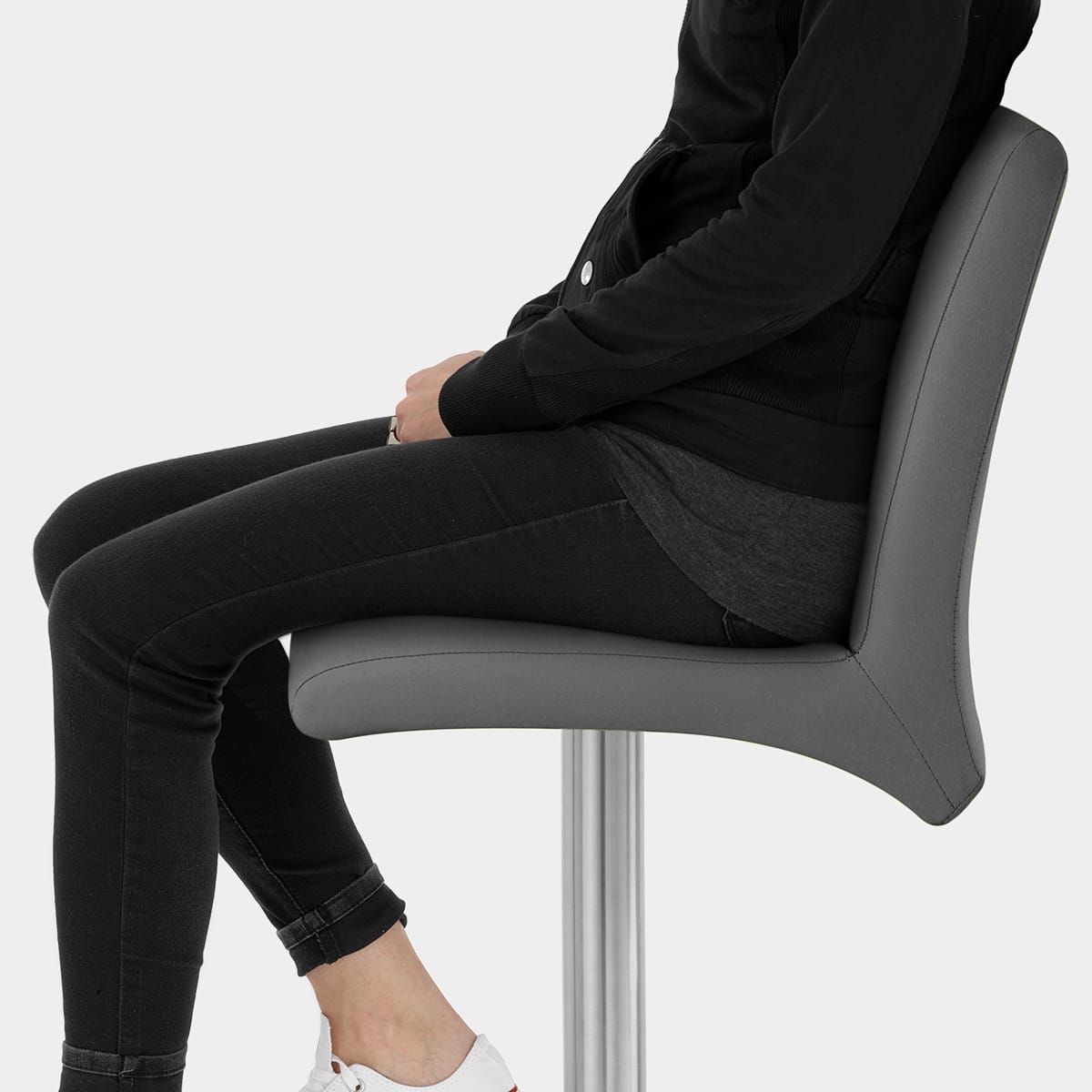 Deluxe Brushed High Back Stool Grey Seat Image