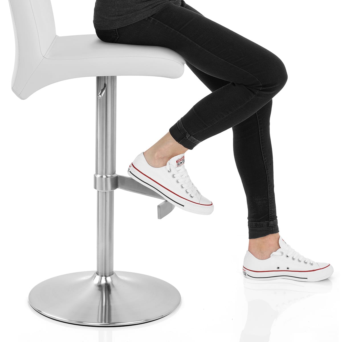 Deluxe Brushed High Back Stool White Frame Image