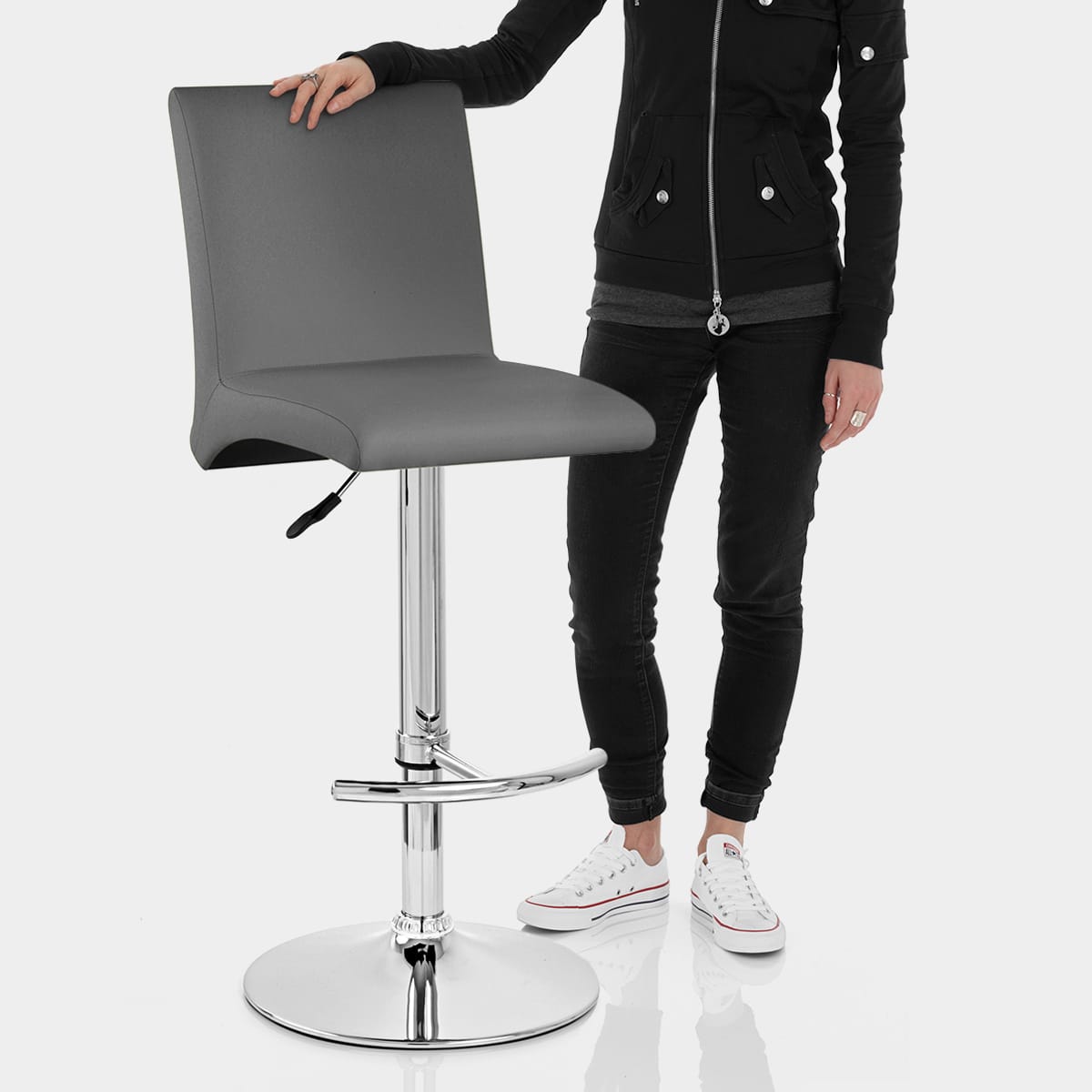 Deluxe High Back Stool Grey Features Image