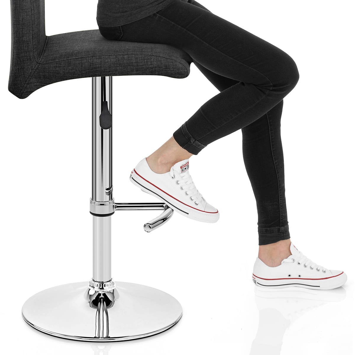 Deluxe High Back Stool Grey Fabric Frame Image